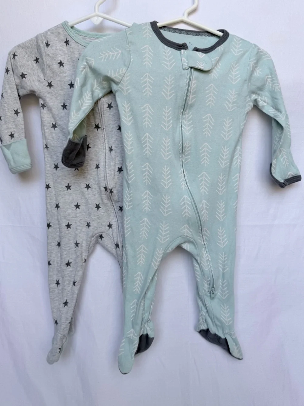 3-6 MTH cloud island Sage & Gray Baby Footed One-Piece Pack